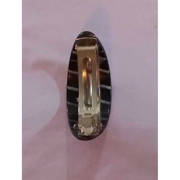 Vintage Black & White Striped Hair Clip Barrette - Picture 2 of 3